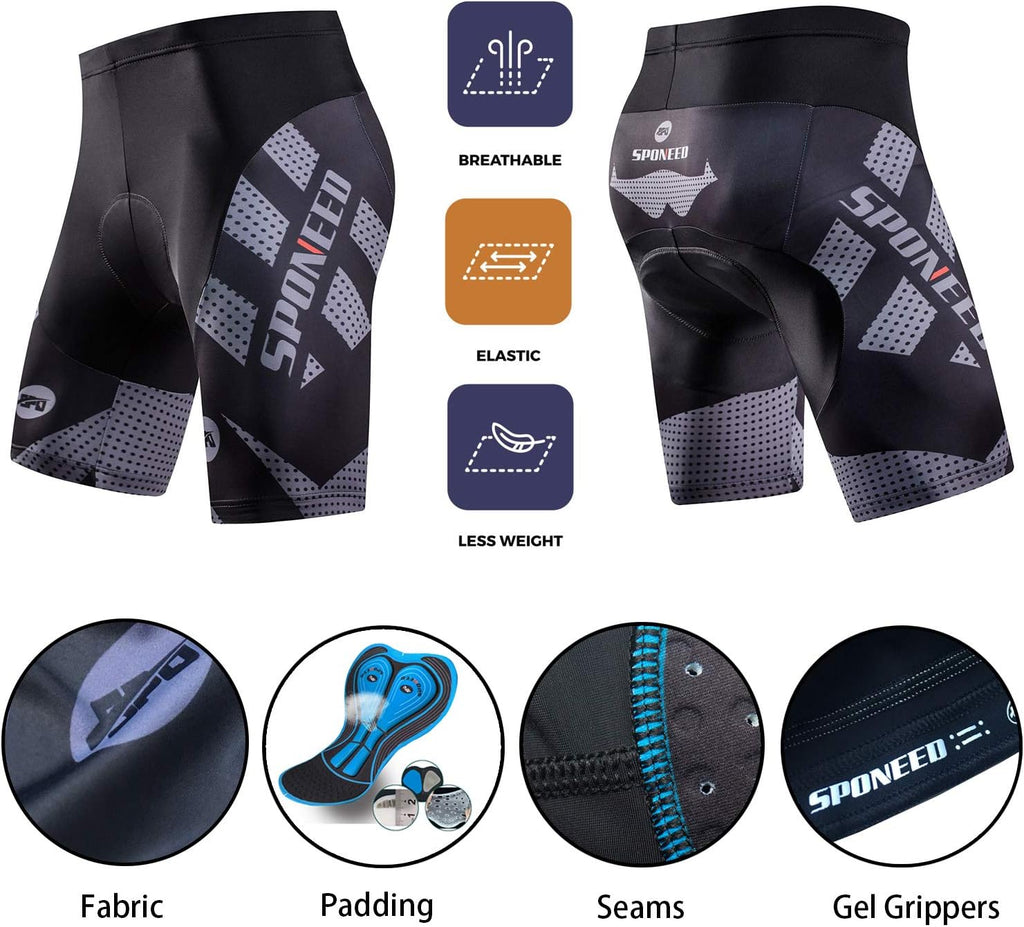 Sponeed Men's Cycling Shorts - Padded Spandex Tights for Ultimate Comfort | Breathable Bike Wear