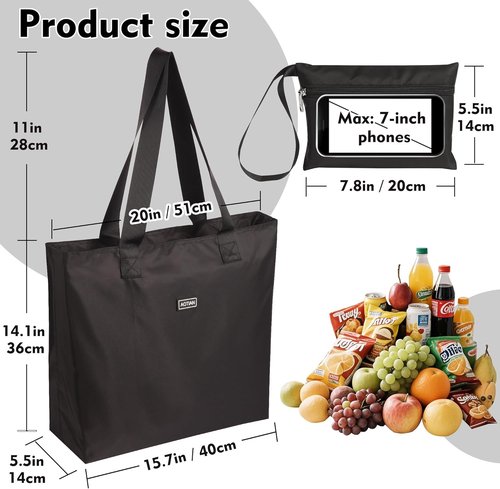 AOTIAN Heavy Duty Reusable Grocery Bags - 20L Thickened Polyester, Water-Resistant, Machine Washable Tote Bag