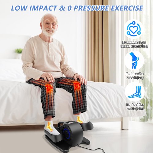 Rollingsurfer Under Desk Elliptical Machine, Adjustable Speeds Electric Trainer with Remote, Portable Seated Pedal Leg Exerciser for Teens Seniors and Adults