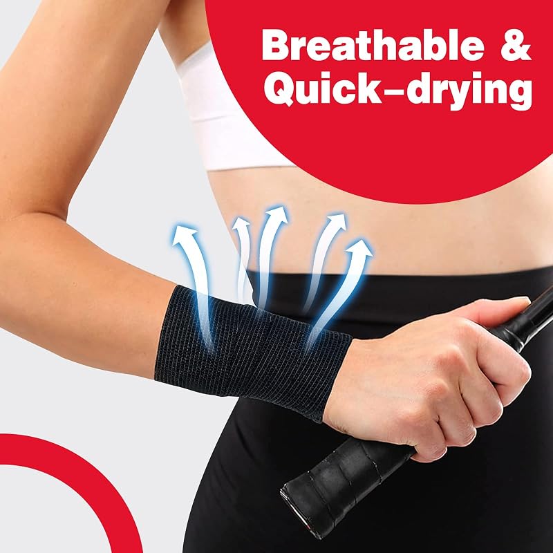 AZEN 8-Pack Self-Adhesive Bandage Wrap 2" x 5 Yards - Black Vet/Tattoo Wrap