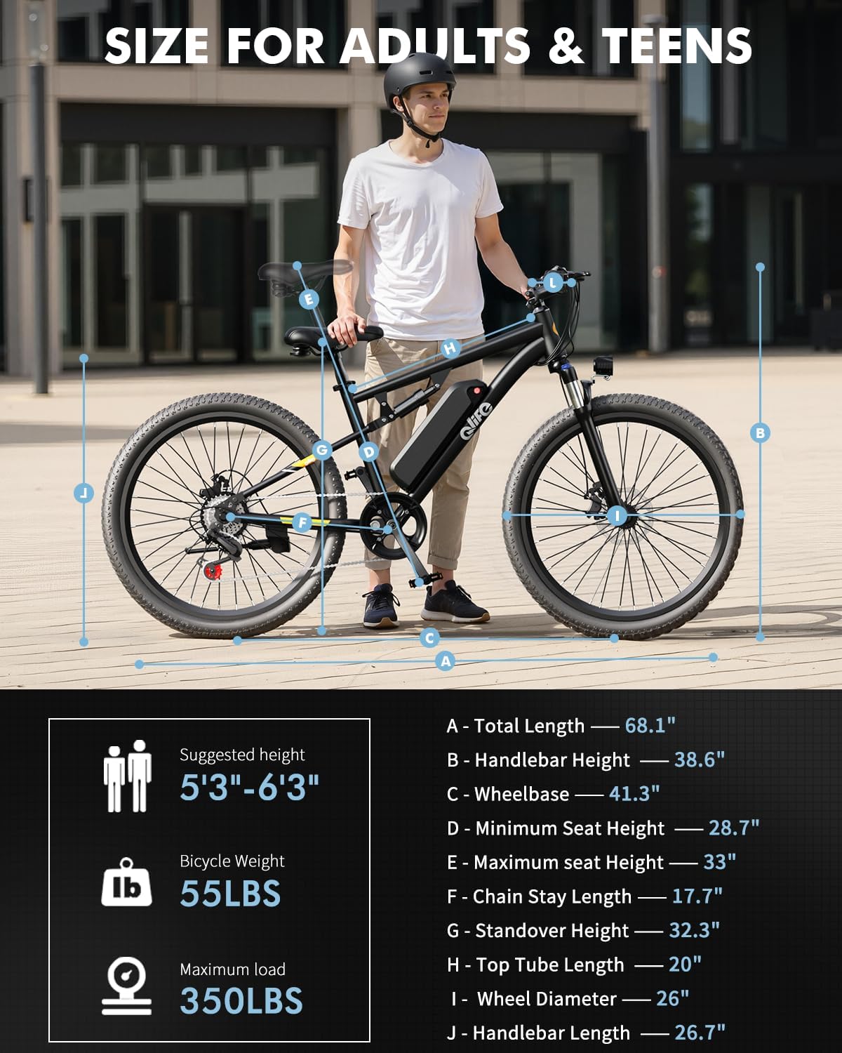 Qlife Racer Electric Bike - 21-Speed Lightweight E-MTB with 1000W Motor & 375Wh Battery | 26" Tires, 40-Mile Range