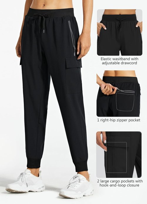 Libin Women's Cargo Joggers - Lightweight Quick-Dry Hiking Pants for Casual Travel & Athletics