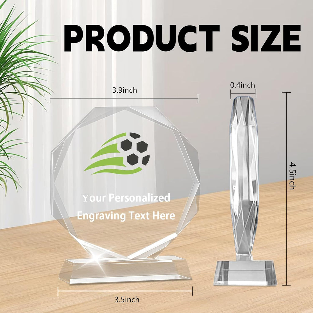 WBW Personalized Custom Crystal Trophies - Custom Text, Logo & Photo Printing | Perfect for Awards & Recognition