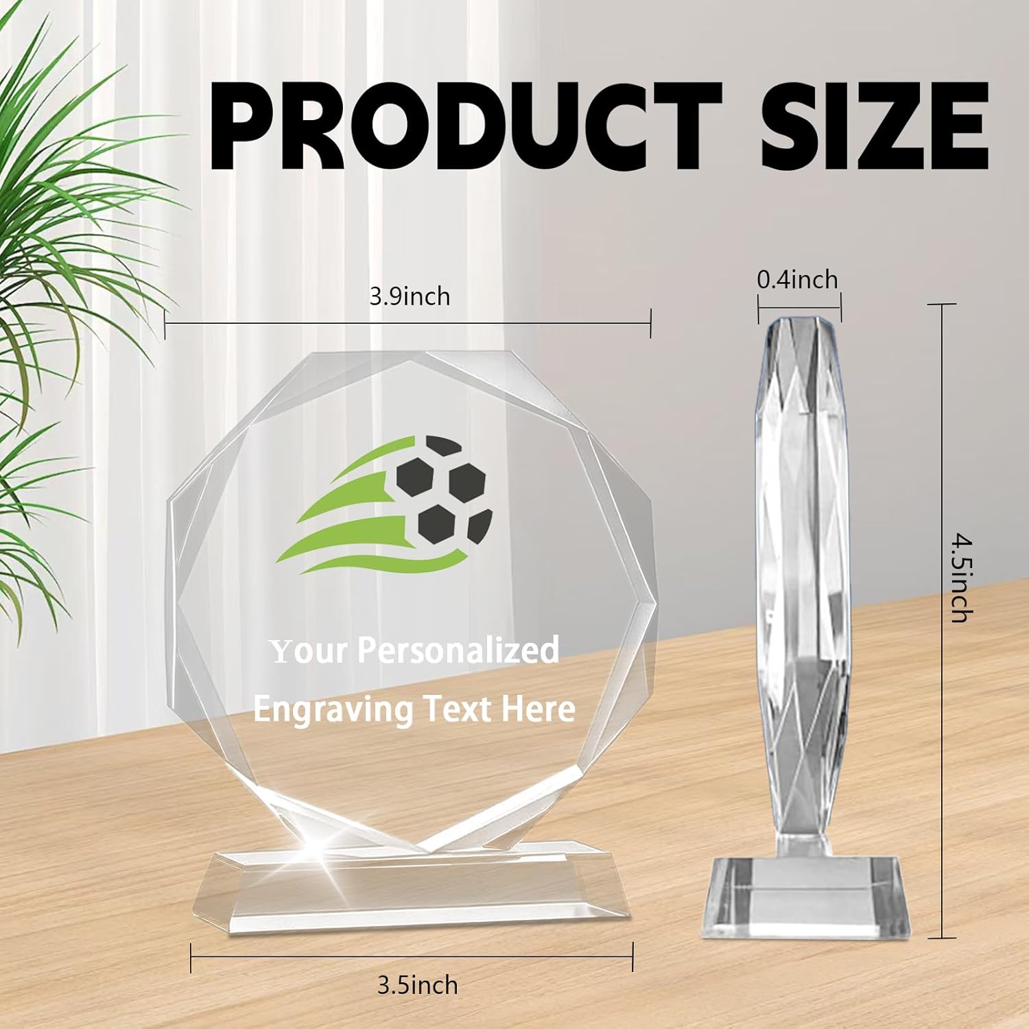 WBW Personalized Custom Crystal Trophies - Custom Text, Logo & Photo Printing | Perfect for Awards & Recognition