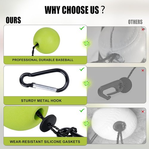 Hikeen Baseball Batting Trainer - Hitting Practice Equipment with 20m Rope | Outdoor Rebound Swing Trainer for All Ages