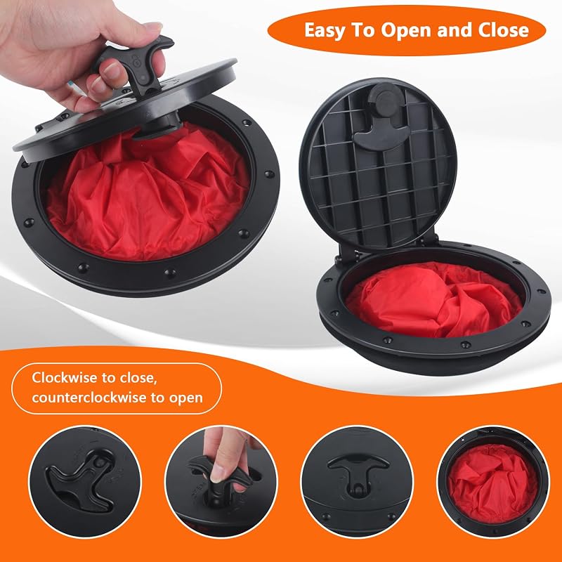 6in/8in Deck Hatch Kit with Storage Bag for Kayak Boat Deck Plate Waterproof Cover