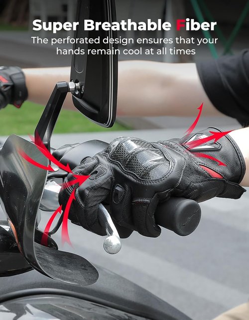 KEMIMOTO Motorcycle Gloves - Sheepskin Leather Protection for Men | Ideal for Motocross & ATV Riding