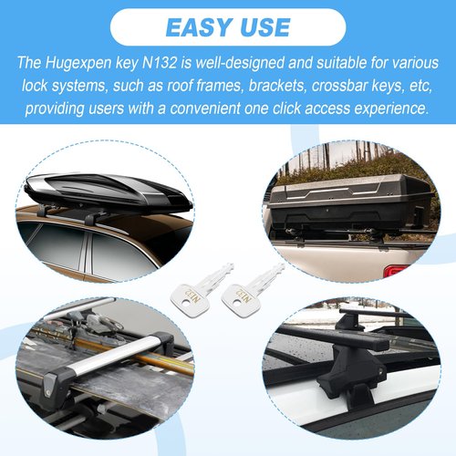 N132 Key Replacement for Thule Rack Core, Key Cylinder for Bike Rack Lock, Roof Cargo Lock, Roof Rack Locks, Cross Bars, Towers, Ski Rack Etc