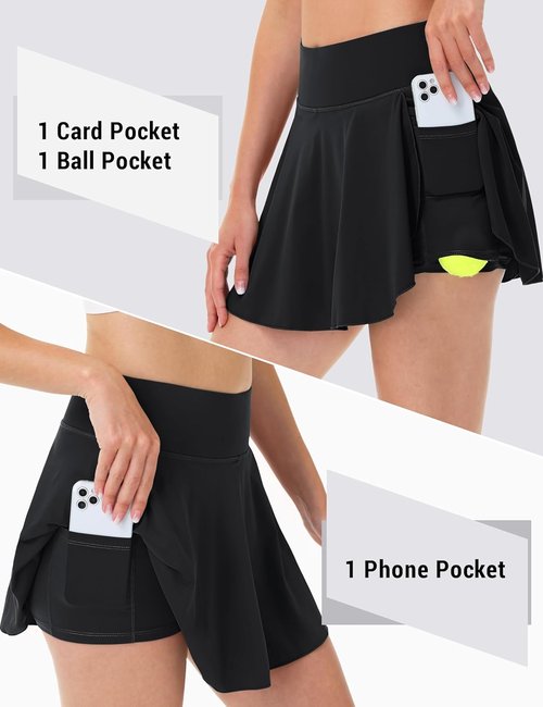 MAGCOMSEN Women's Tennis Skorts - High Waisted Golf Skirts with Pockets & Inner Shorts | Athletic Workout Gear