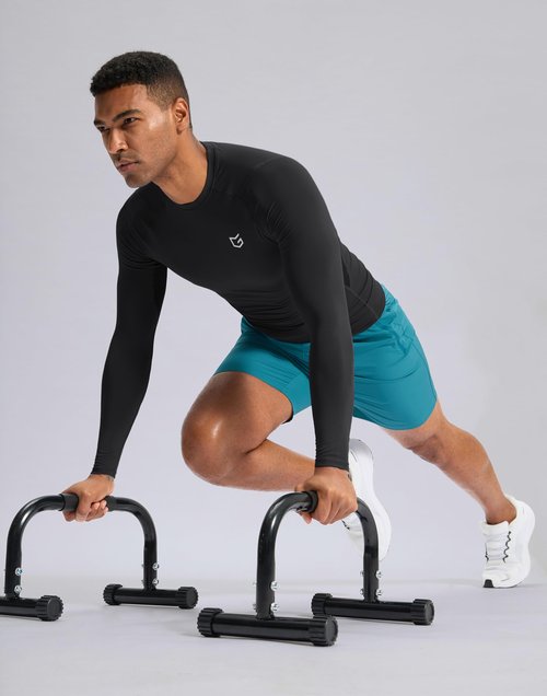 G Gradual Mens Compression Shirt Long Sleeve Moisture Wicking Running Gym Shirts for Men Athletic Workout Base Layer T-Shirt(Black,L)