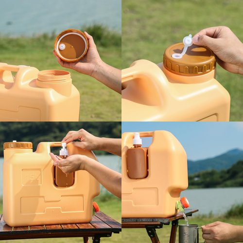 UXPEYIC 4 Gallon Water Container with Spigot, Portable Water Jug with Hand Sanitizer Bottle, No Leakage Camping Bucket, BPA Free Emergency Water Storage Tank for Camping, Outdoor Hiking, Picnic