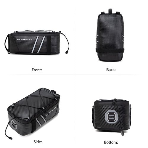 Sunpeak Bike Rack Bag, 7L Waterproof Rear Rack Bag for Bicycle & Ebike, Reflective Bike Trunk Bag with Adjustable Bungee Cord, Bicycle Cargo Bag for Commuting, Travel, Outdoor Cycling