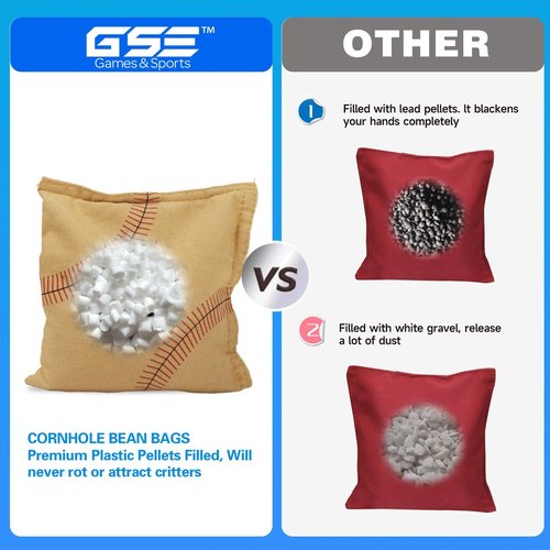 GSE Games & Sports Expert Cornhole Bags - Set of 8 Premium Weather-Resistant Bean Bags | Regulation Size