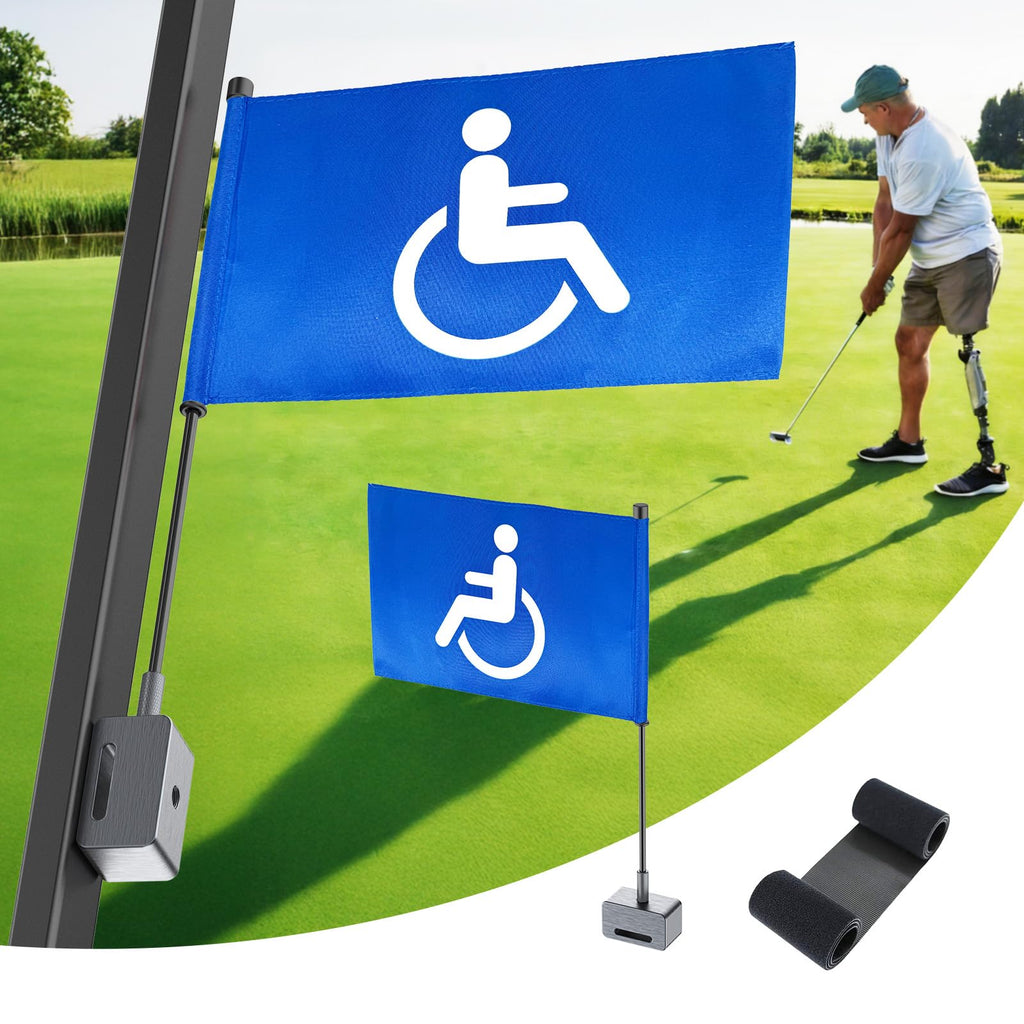 SITIZ Magnetic Golf Cart Flag, Aluminum Alloy Base,9 x 6" Handicap Flag with Dual Mounting Positions, Stable Installation Golf Pin Flag, Golf Gifts