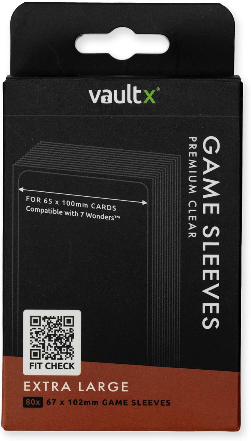 Vault X Extra Large Board Game Sleeves - Premium Quality Clear Protection | 67 x 102mm (80 Pack) Compatible with 7 Wonders