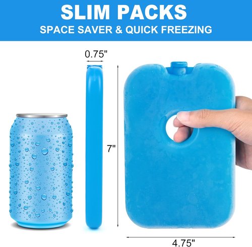 LotFancy Ice Packs - Reusable Freezer Packs for Coolers & Lunch Boxes | Slim Blue Ice Blocks, Long Lasting