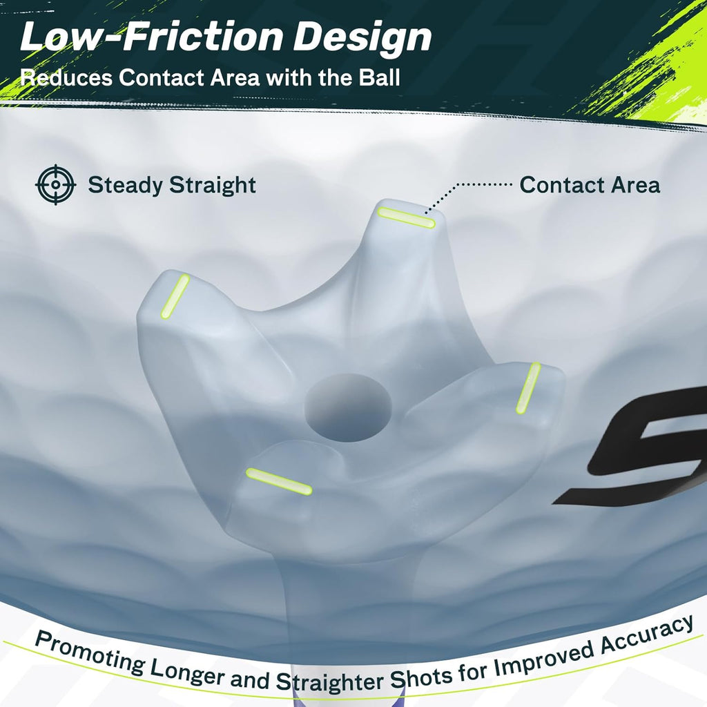 SAPLIZE Golf Tees - Upgraded 4-Prong Design to Reduce Friction & Side Spin | 50/100/120/200 Pack (1.5", 2.75", 3.25")