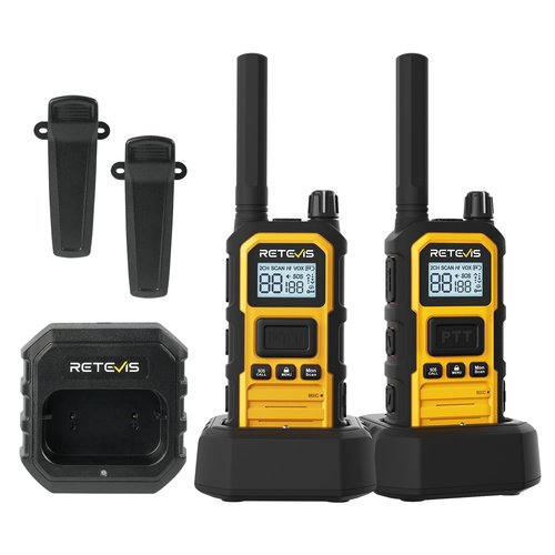Retevis RB48 Plus Walkie Talkies Long Range, IP67 Waterproof Heavy Duty GMRS Two Way Radios, NOAA, USB-C Rechargeable, Vibration Alert, Emergency 2 Way Radios, for Off-Roading Hunting(2 Pack)