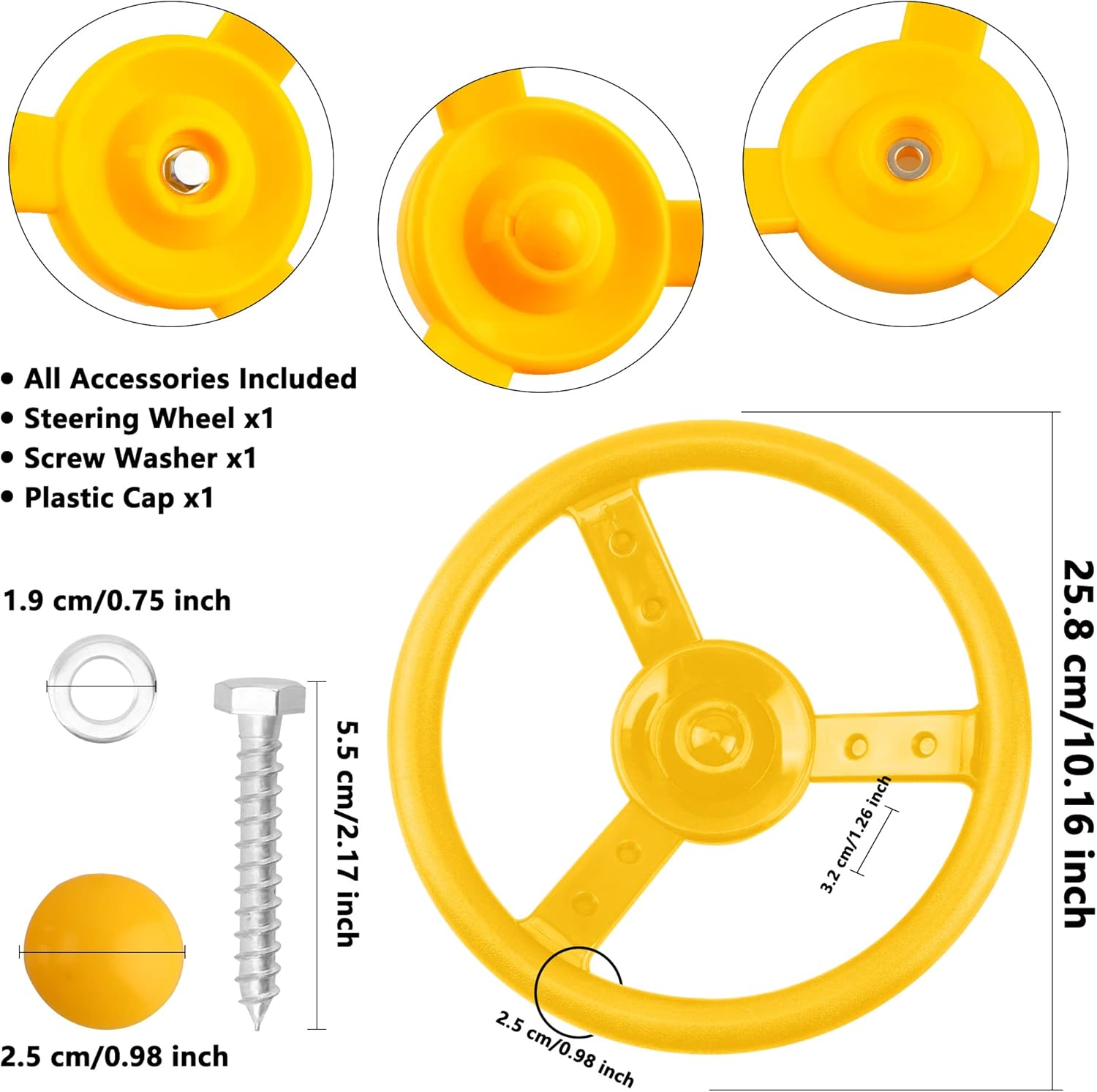 Skiennix Steering Wheel Playset - 2 Pack Plastic Pirate Ship Wheels for Kids | Outdoor Playground Fun (Purple, Yellow)