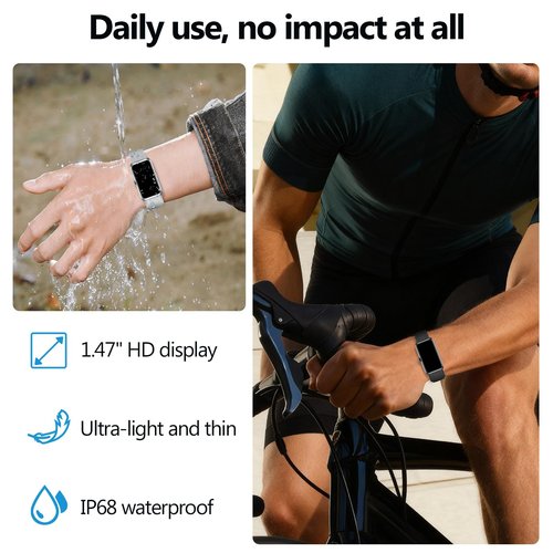 MOLOURK Fitness Tracker with Heart Rate, Sleep Monitor, 100+Sports Modes Smart Watches for Men Women, IP68 Waterproof, Activity & Step Tracker Watch for Android/iOS Phones (Black)