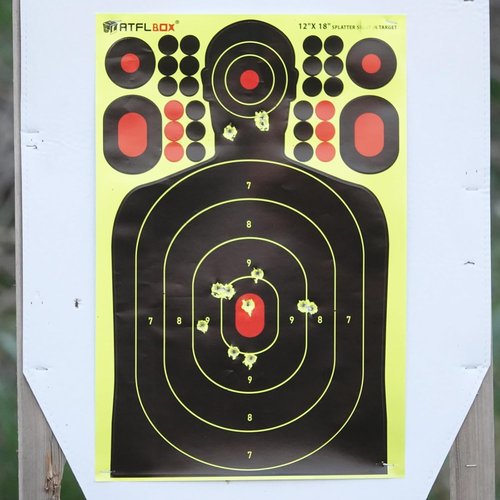 Atflbox Silhouette Splatter Targets - 12x18 Inch Adhesive Stickers in Bright Fluorescent Yellow for Easy Visibility