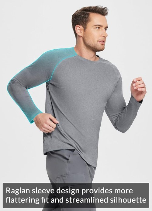 Baleaf Men's UV Protection Long Sleeve Shirts - SPF UPF 50+ Quick Dry Rash Guard for Fishing & Running