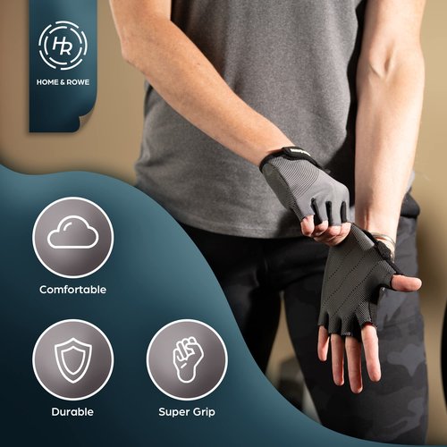 Home & Rowe Fingerless Rowing Gloves for Men & Women - Multi-Sport Fitness Gloves for Rowing, Cycling, Weightlifting, S (Fits 7"-7.5")