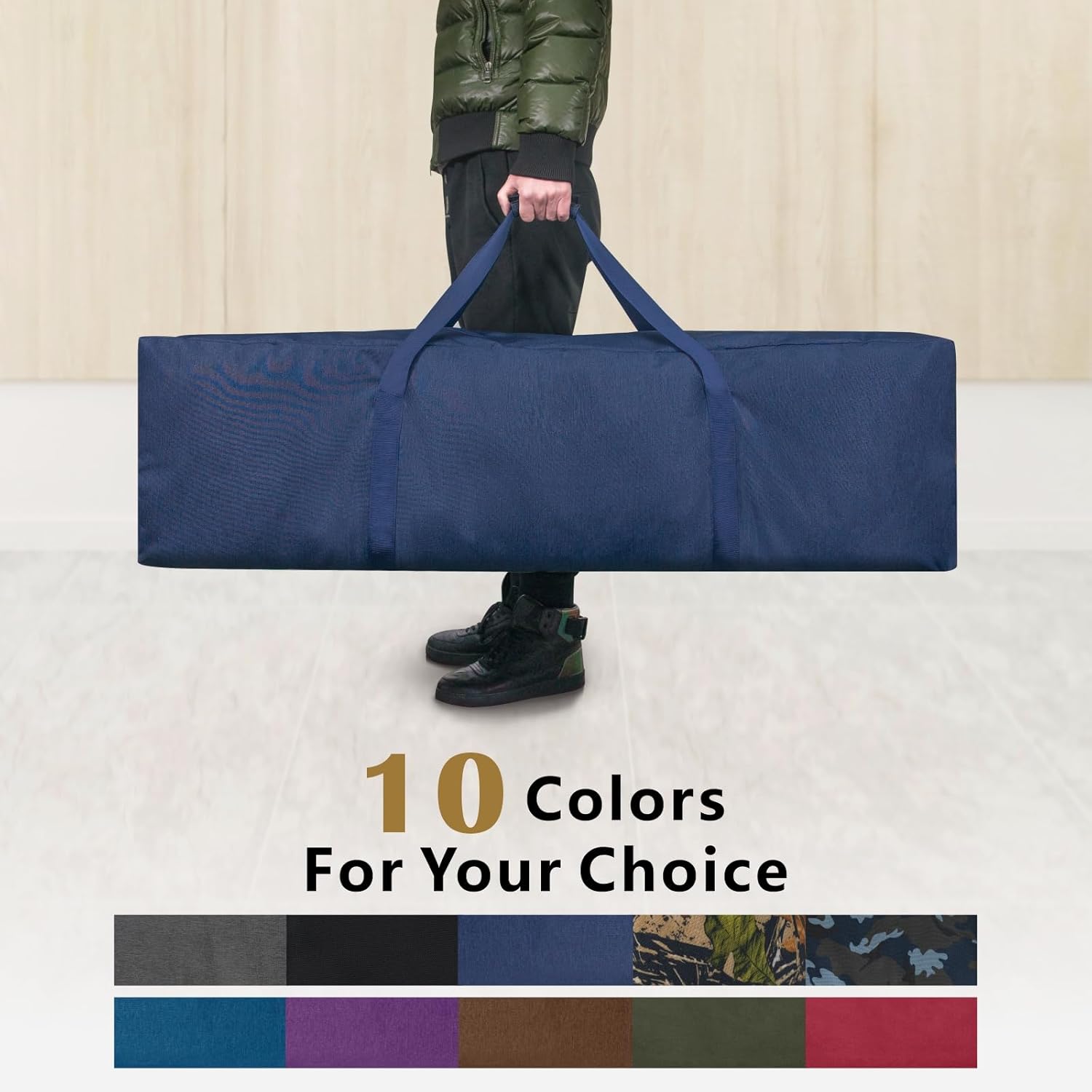 TOPDesign Extra Large 46-Inch Zippered Duffel Bag - Waterproof Travel & Sports Equipment Storage (Grey)