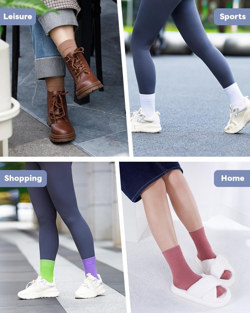 IDEGG Women's Crew Socks - Soft Cotton Athletic Socks for Running & Casual Wear | Above Ankle Design
