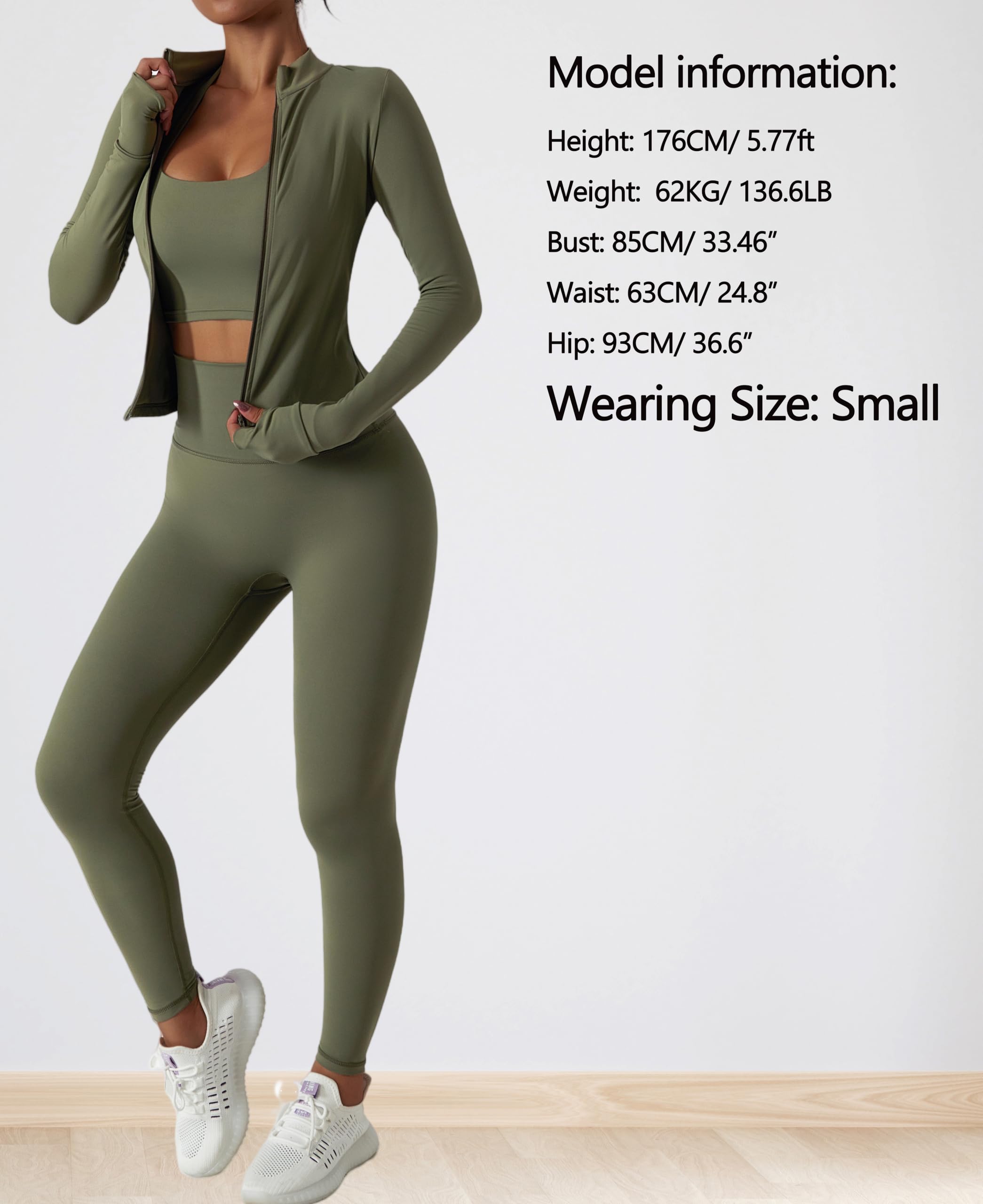 Womens 2 Piece Workout Set Gym Leggings Zip Up Jacket Matching Set Tummy Control Pants Athletic Outfit M Navy Blue