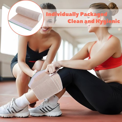 16 Pack Elastic Bandage Wrap 6 Inch Athletic Elastic Wrap Bandages with Self Closure on Both Ends Medical Bandage Wraps for Legs Knees Wrists Elbows Shoulders Ankles Berige