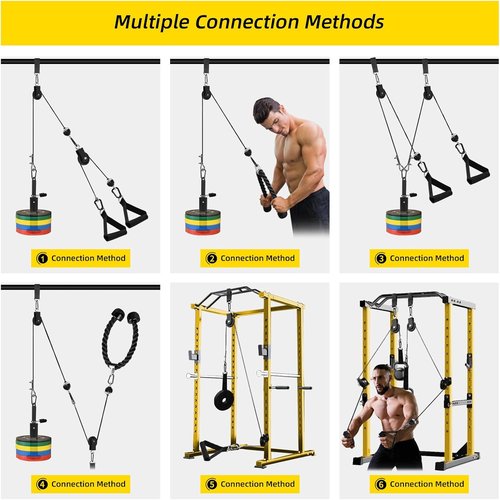 LAT Pulldown Pulley System - Home Gym Cable Machine Attachment for Weight Lifting | Complete Workout Kit