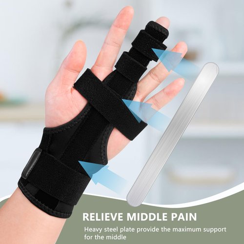 EDNYZAKRN Finger Splint for Middle Finger, Trigger Finger Splint Wrist Support Brace, Straightening Immobilizer -Adjustable Removable straps for Left or Right Hand