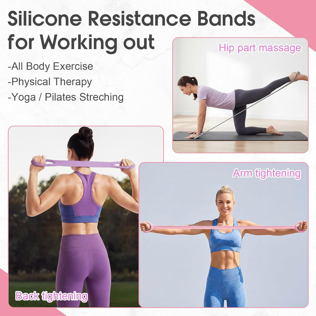 Soulchen Figure 8 Fitness Resistance Bands - 5 Pack (10-50 Lbs) for Yoga, Pilates, and Strength Training