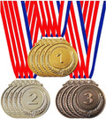 Jauisus Olympic Style Award Medals - 12 Pcs Gold, Silver, Bronze with Neck Ribbons | 2 Inches for Sports & Competitions