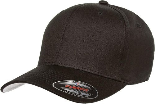 Flexfit Unisex Fitted Baseball Cap - Cotton Twill, Black | Size Small-Medium US