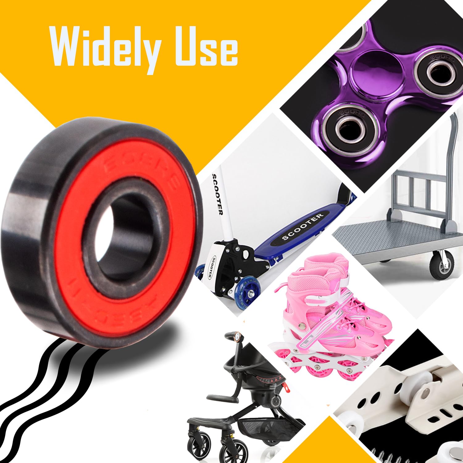 Senston Ceramic Skateboard Bearings High Speed Double Shielded 608 RS ABEC-11 8 Pack Set for Skateboard Trucks Scooters Wheel Roller Skate