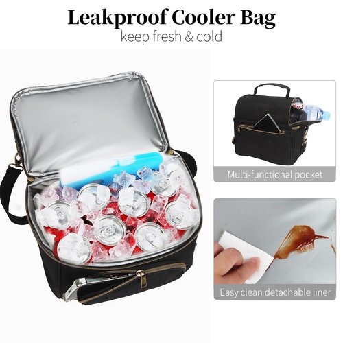 Waxed Canvas Lunch Cooler Bag for Men, Insulated Lunch Box with Two Compartment, Small Soft Cooler Lunch Bags with 2 Ice-Packs, 10.5L Leakproof Lunchbox for Work, Camping, Beach and Road Trips