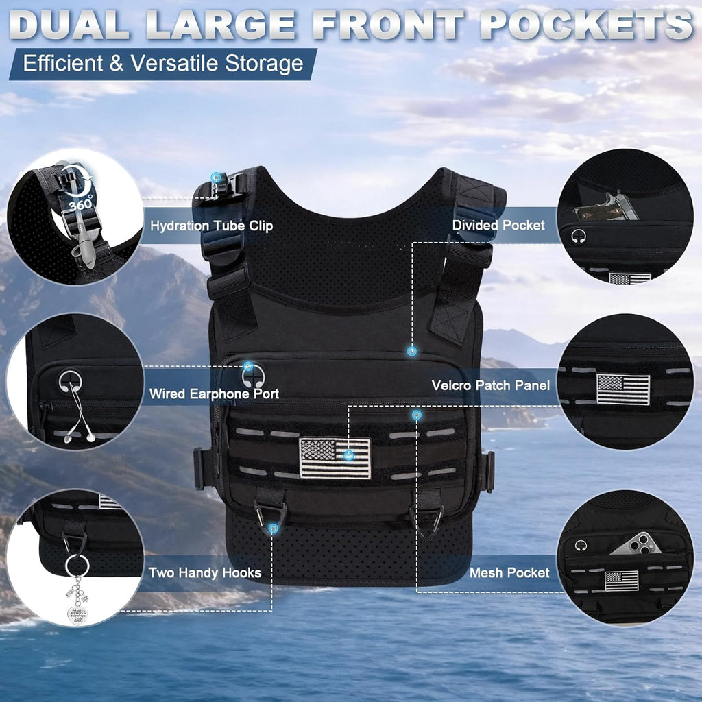PORTHOLIC Running Vest - Adjustable Hydration Pack with 500ml/1.5L Water Bottle | Reflective & Lightweight for Hiking