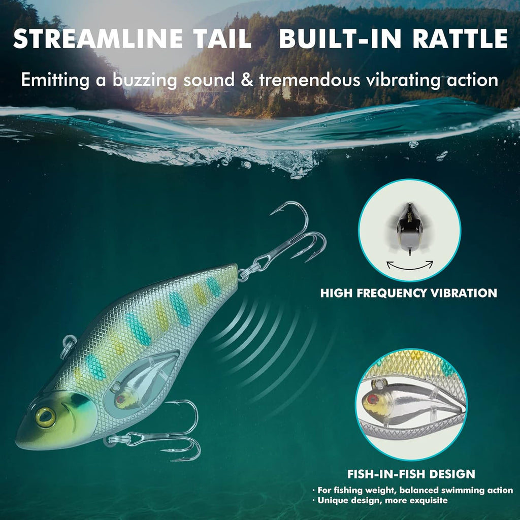 TRUSCEND Fishing Lures - Shallow & Deep Diving Crankbait with BKK Hooks | Ideal for Bass, Trout & Walleye