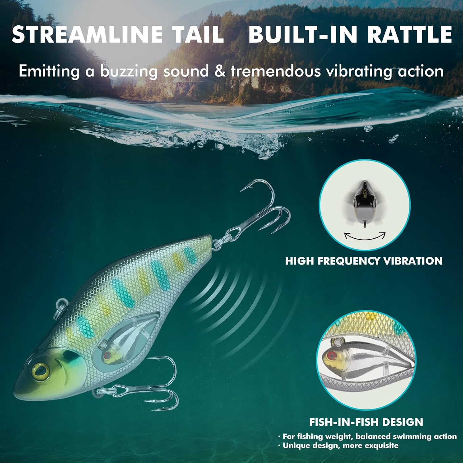 TRUSCEND Fishing Lures - Shallow & Deep Diving Crankbait with BKK Hooks | Ideal for Bass, Trout & Walleye