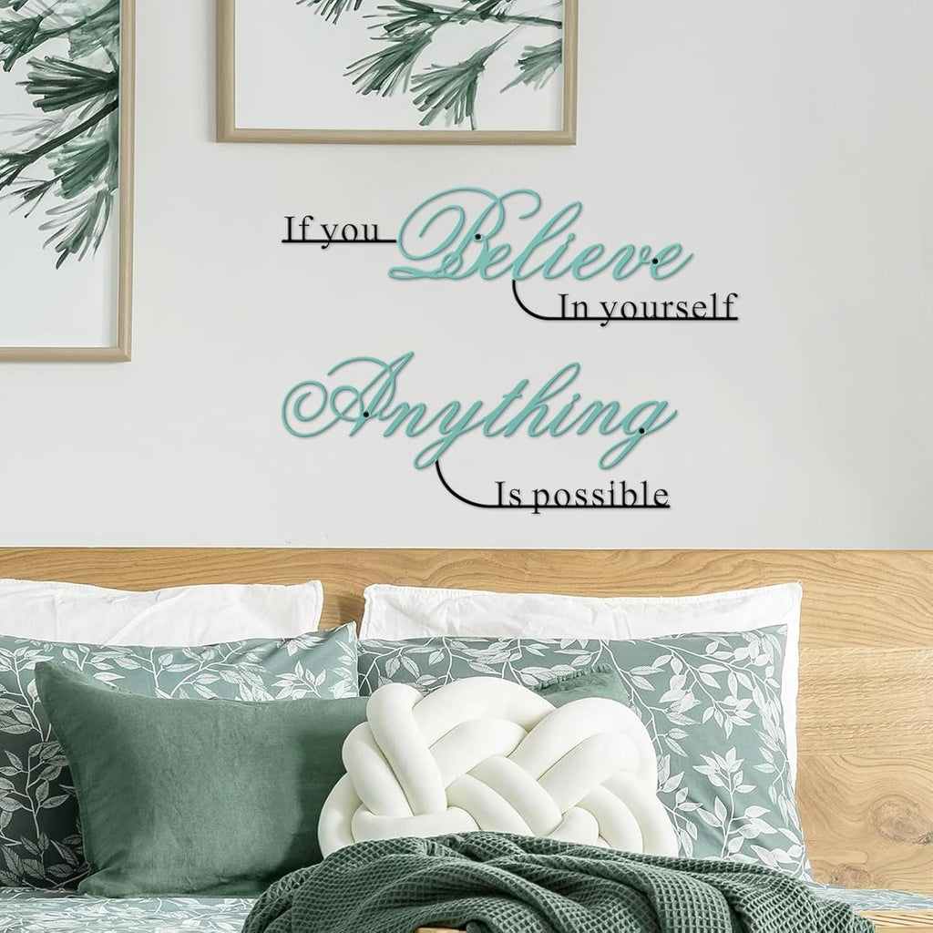 Resama Wall Art Decor - Inspirational Metal Quotes | "Believe in Yourself" | 2 Pcs Colorful Design