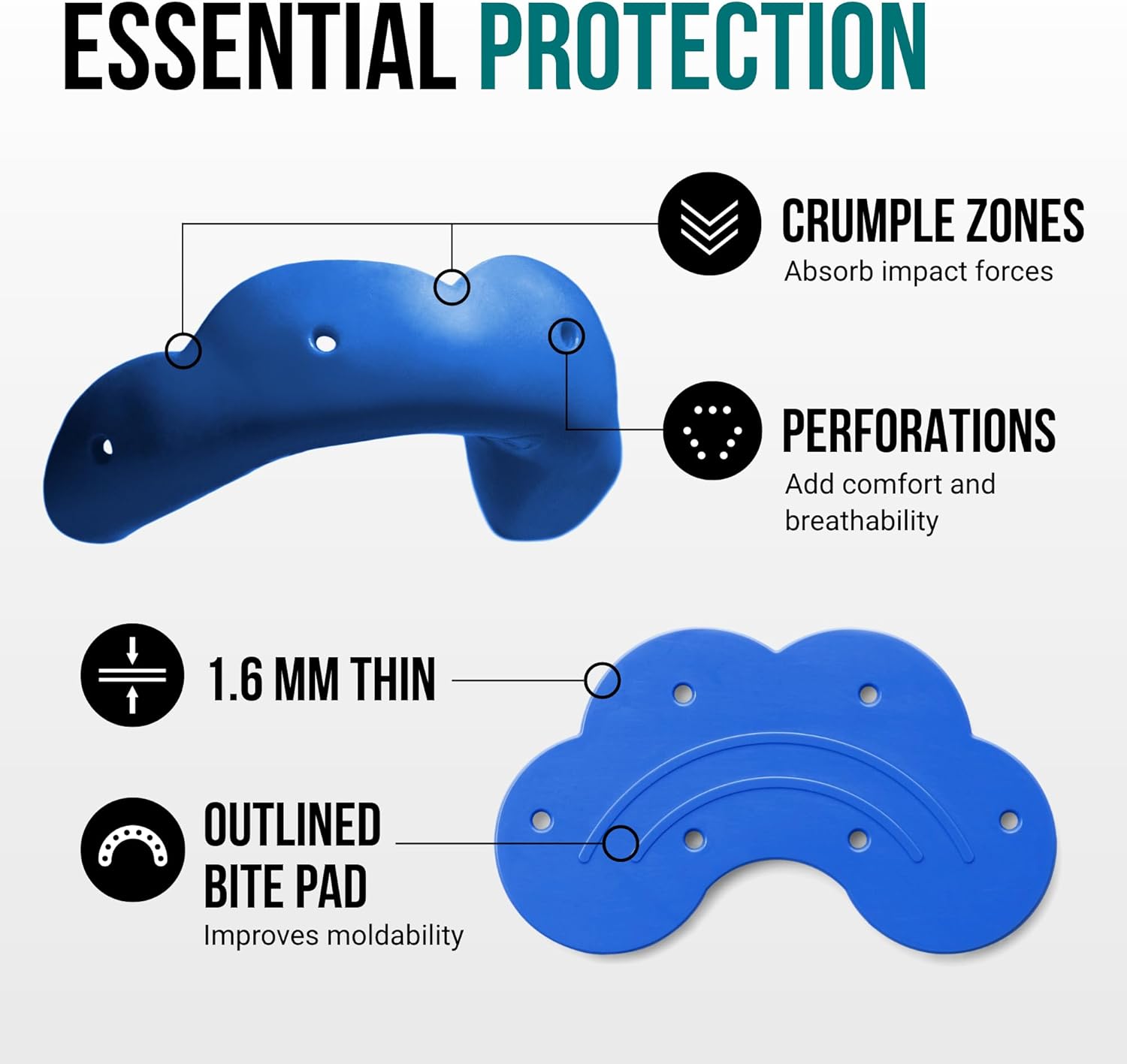 SISU Go Mouthguard - Low-Profile Royal Blue Tooth Protection for Sports | Remoldable & Breathable