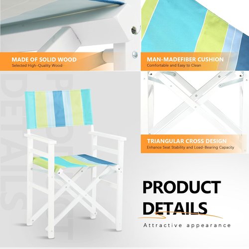 Bonnlo Folding Camping Chair Set of 2 - Sturdy Wooden Frame & Beige Canvas for Outdoor Use