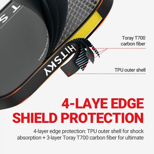 Hitsky Pickleball Paddles-USAPA Standard· Multi-Layer Toray T700 Carbon Fiber·16mm Polypropylene Honeycomb Core·Powerful Control and Larger Sweet Spot·16mm Pro Paddles· Moonless Black