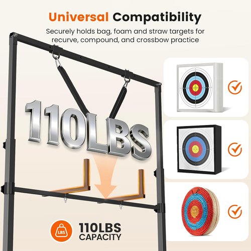 JY PERFORMANCE Archery Target Stand - Adjustable for 30-Inch Bag & Foam Targets | Indoor & Outdoor Use