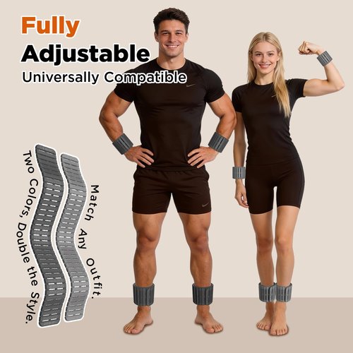 VOGOGE Magnetic Ankle Weights for Women Men Set of 2 (1 lb Each) Adjustable Wrist Weights for Pilates, Yoga, Workout and Daily Training, Graphite Gray & Silver Gray