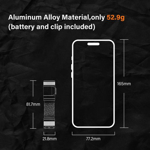 RovyVon AA145 EDC Flashlight with USB-C Rechargeable Replaceable Battery Super Bright Pocket Size Flashlights,Magnetic Tail with Two-Way Clip