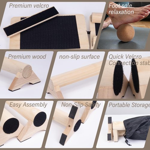 WodGod 40-Inch Wooden Balance Beam Set, Two 20-Inch Connectable Sections, Natural Solid Wood Design, Includes Cork Massage Ball, Ankle Strengthener and Carry Bag for Home Training and Stability Practice