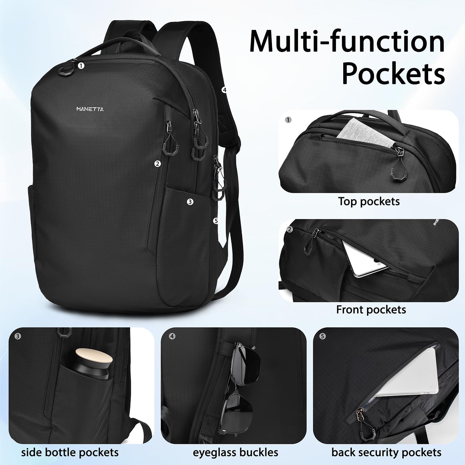 Skiennix Laptop Backpack - Minimalist, Abrasion & Water Resistant, 25L Lightweight Daypack for Work & Leisure